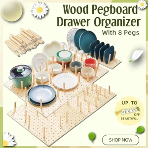 Organisateur de tiroir en panneau perforé en bois, rangement robuste, organisateur de plats et d'assiettes, système de panneau perforé réglable pour ustensiles