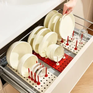 1pc tiroir extensible vaisselle support de rangement cuisine réglable vaisselle tasse égouttoir bol assiettes étagère cuisine organisateur