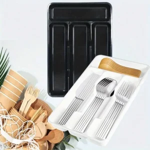 Plateau organisateur de couverts, tiroir de cuisine, rangement pour couteaux, fourchettes, cuillères avec séparateur de compartiment, porte-ustensiles pour une efficacité