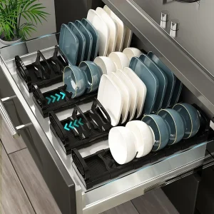 Bols support de rangement à vaisselle boucle réglable armoire de cuisine tiroir support de rangement.