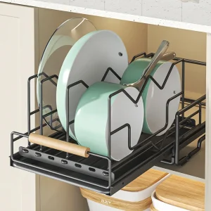 Organisateurs d'armoires de cuisine, stockage de casseroles, casseroles et poêles à nervures T1, planche à découper réglable, étagère de séchage d'ustensiles de cuisine, évaluation