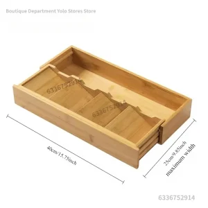 Boîte de rangement de couverts en bambou, boîte de rangement de vaisselle rétractable, boîte de tri de couverts, ustensiles de cuisine, tiroir, baguettes