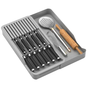Porte-couteau de nuit avec Escalier de stockage extensible, Seau de cuisine, Couteau rétractable, EvaluMELInsert