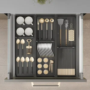MELEvalui-Coutellerie extensible sous armoire, ustensile de cuisine, étagère de séchage de vaisselle, rétractable, MELStorage T1