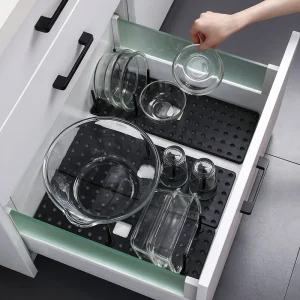 Organisateur de cuisine, étagère de vidange d'évier, support de séchage de vaisselle, support télescopique pour bol, tiroir de rangement, support réglable, accessoires pour la maison