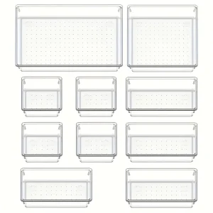 MELEvaluSet-Plateaux en plastique transparent, plateaux polyvalents, parfait pour un rangement de cuisine ou autres