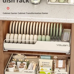 Support de rangement de vaisselle en acier inoxydable, panier extractible, bol, assiette, étagère de vidange, tiroir d'armoire de cuisine, support organisateur coulissant