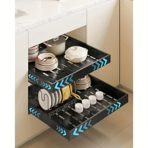 Organisateur de plateau coulissant, étagère de rangement de cuisine, armoire extensible sous évier, boîtes à épices, tiroir coulissant silencieux, étagère à vaisselle